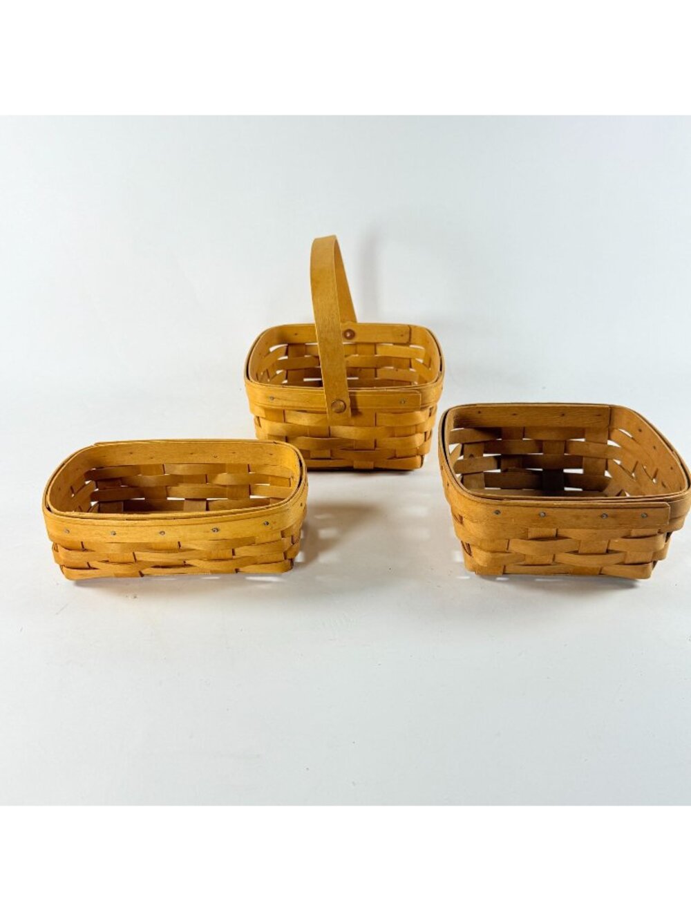 Longaberger 1996,2001 & 2002 Hand Woven Wooden Baskets Square & Rectangular USA